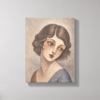 Flapper Schüchternes Mädchen in Pastellfarben Leinwanddruck