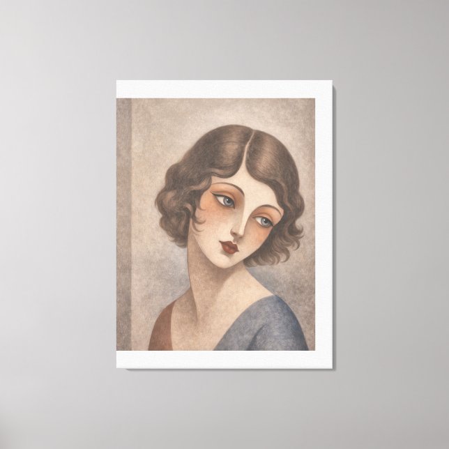 Flapper Schüchternes Mädchen in Pastellfarben Leinwanddruck (Vorderseite)