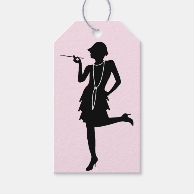Flapper Silhouette Geschenkanhänger (Vorderseite)