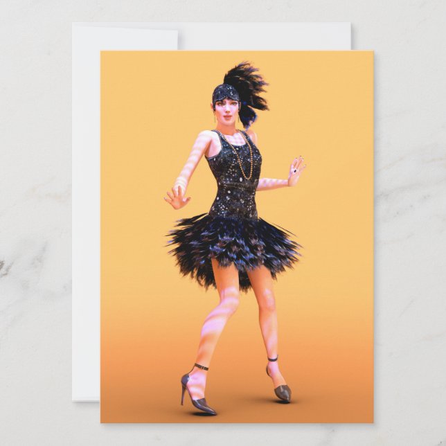 Flapper-Tanz Vintage Feiertagskarte (Vorderseite)