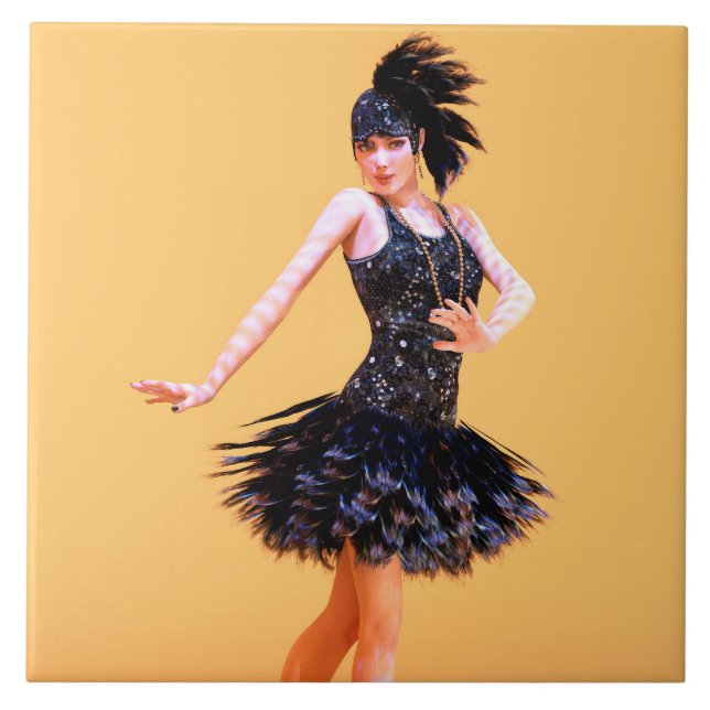 Flapper-Tanz Vintage Fliese (Vorderseite)
