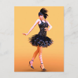 Flapper-Tanz Vintage Postkarte