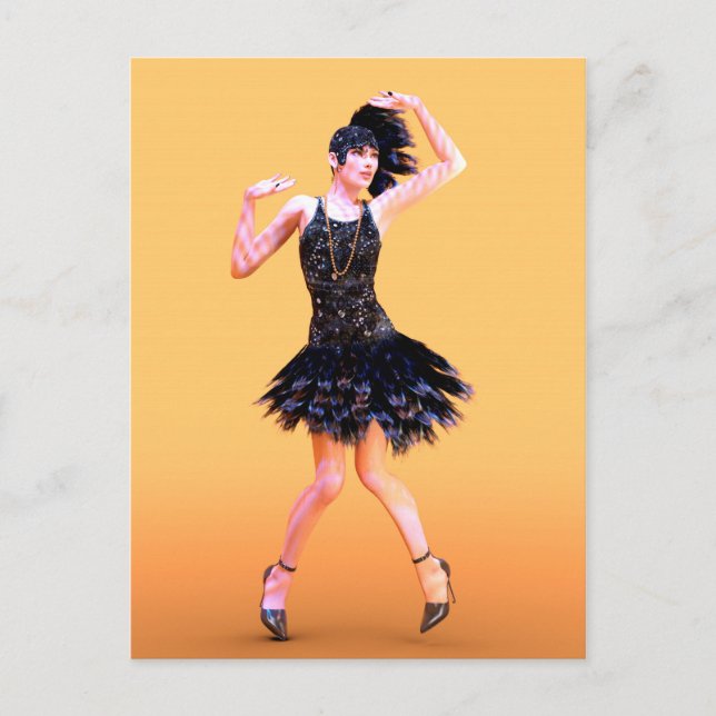 Flapper-Tanz Vintage Postkarte (Vorderseite)