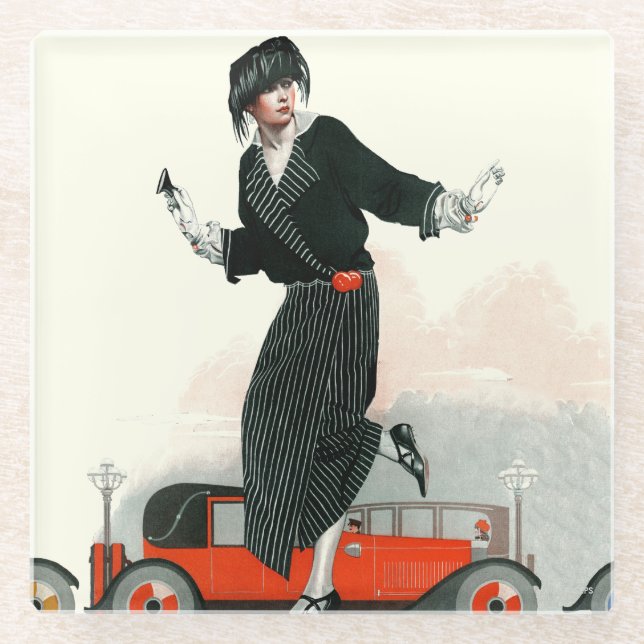 Flapper und Roadster Glasuntersetzer (Vorderseite)