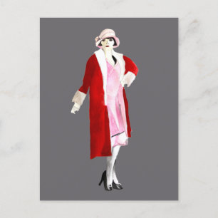 Flapper Vintage Fashion Dame rauscht zwanzig Postkarte