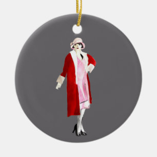 Flapper Vintage Mode Dame Brüllende Zwanziger Keramik Ornament