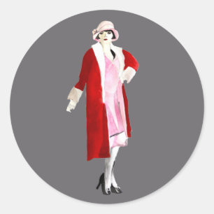 Flapper Vintage Mode Dame Brüllende Zwanziger Runder Aufkleber