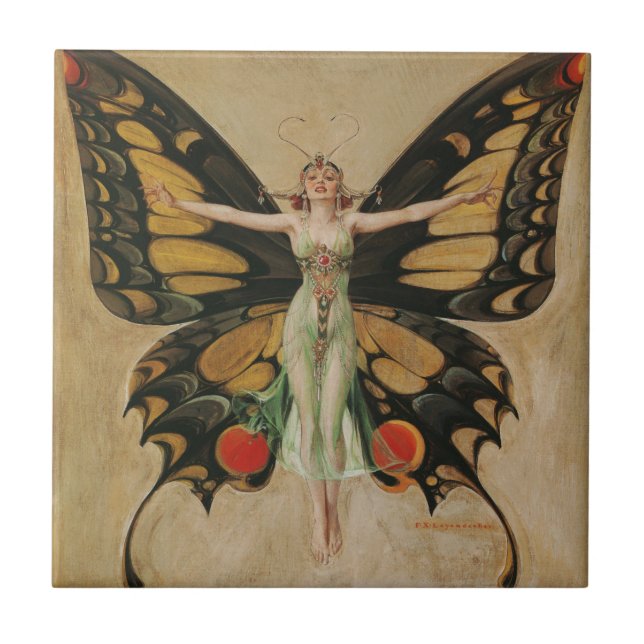 FlapperButterfly Flying Illustration Classic Fliese (Vorderseite)