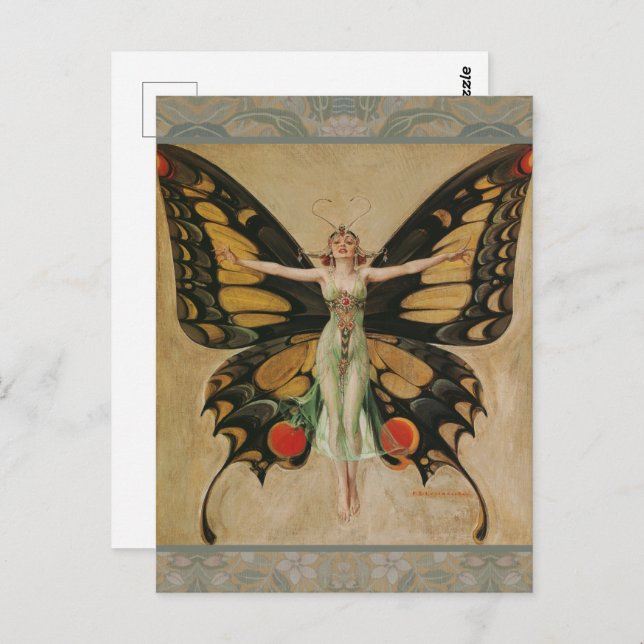 FlapperButterfly Flying Illustration Classic Postkarte (Vorne/Hinten)