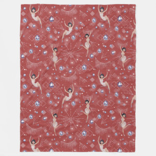 Flappers Lady Glam Fun Red Design Fleecedecke