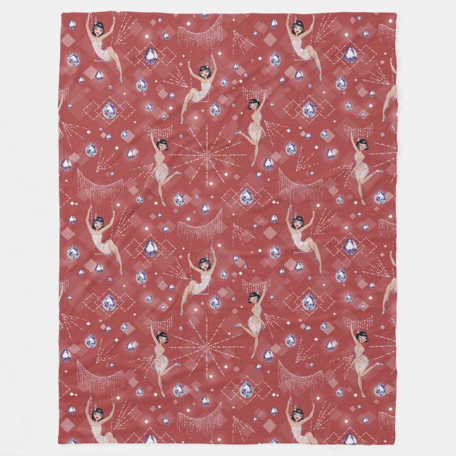 Flappers Lady Glam Fun Red Design Fleecedecke (Vorderseite)