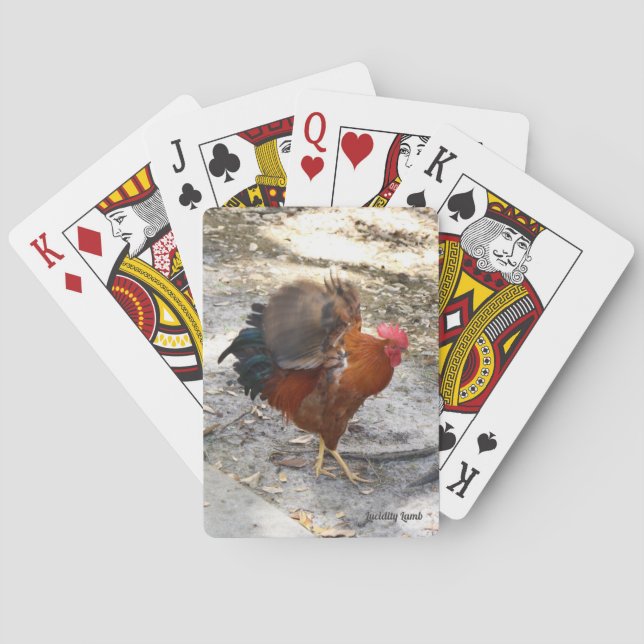 Flapping Rooster Playing Cards Spielkarten (Rückseite)