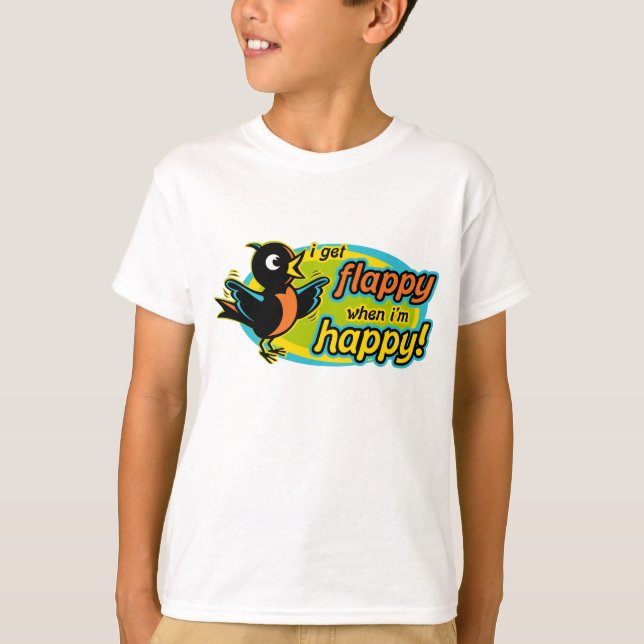 Flappy glücklicher T - Shirt (Vorderseite)