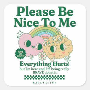 Flare Day Überlebende POTS und Chronische Schmerz  Quadratischer Aufkleber