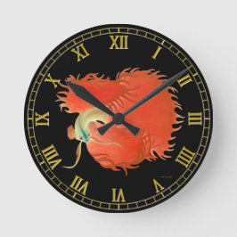 Flaring Red Betta Kampf Fish Wall Clock Runde Wanduhr