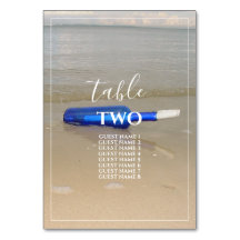 Flasche am Strand Sand Hochzeitsgäste Namen