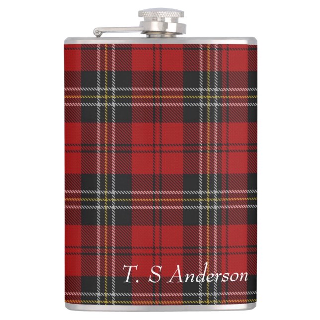 Flasche anpassen - Roter Tartan Macpherson Clan Flachmann (Vorderseite)