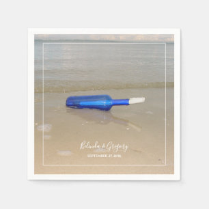 Flasche auf Strand Sand Hochzeit Serviette