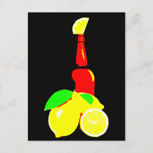 Flasche Bier und Zitronen Postkarte