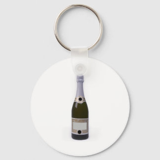 Flasche Champagner mit leerem Etikett Schlüsselanhänger