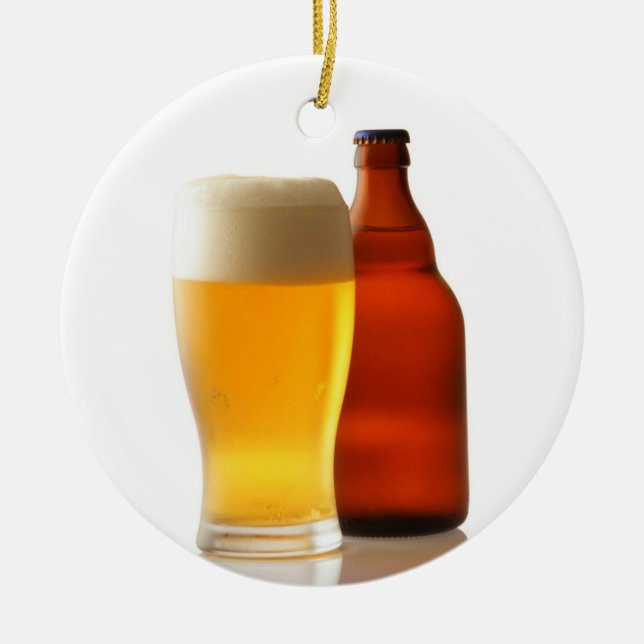 Flasche der Bier-Weihnachtsverzierung Keramik Ornament (Vorne)