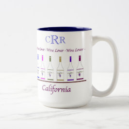 Flasche des WEINS LOVER_CALIFORNIA_MONOGRAM mug_6 Zweifarbige Tasse