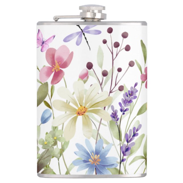 Flasche: Design der Wildblumen Flachmann (Vorderseite)