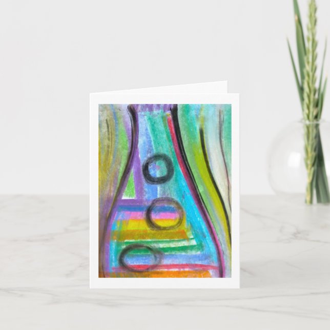 "Flasche Fizz" Note card, Pastel on paper painting Karte (Vorderseite)