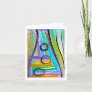 "Flasche Fizz" Note card, Pastel on paper painting Karte