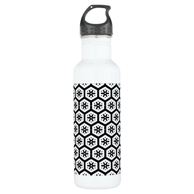 Flasche - Grafische Schneeflocke Trinkflasche (Vorderseite)