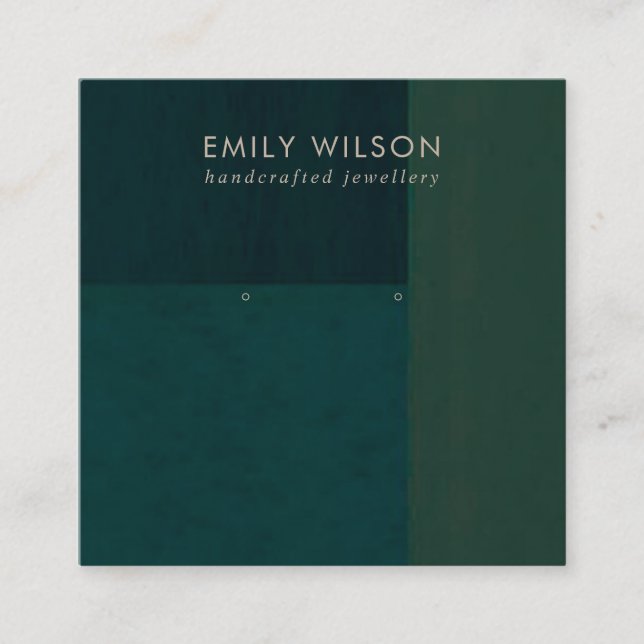 FLASCHE GRÜNE FARBBLOCK STUD EARRING DISPLAY-KARTE QUADRATISCHE VISITENKARTE (Vorderseite)