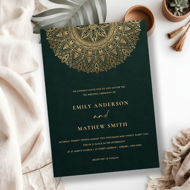 FLASCHE GRÜNGOLD CLASSIC VERZIERT MANDALA WEDD EINLADUNG (Von Creator hochgeladen)