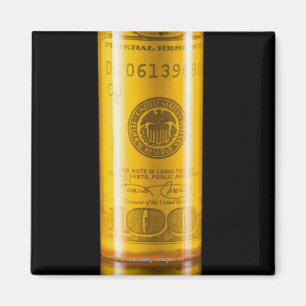 Flasche mit 100-Dollar-Schein Magnet