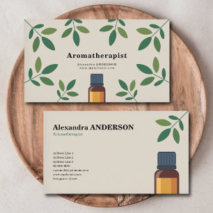 Flasche mit ätherischem Öl - Aromatherapeut Visitenkarte