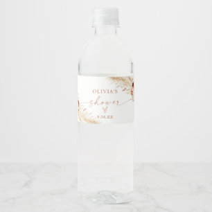 Flasche mit Boho Dusche Pampas Grass Wasserflaschenetikett