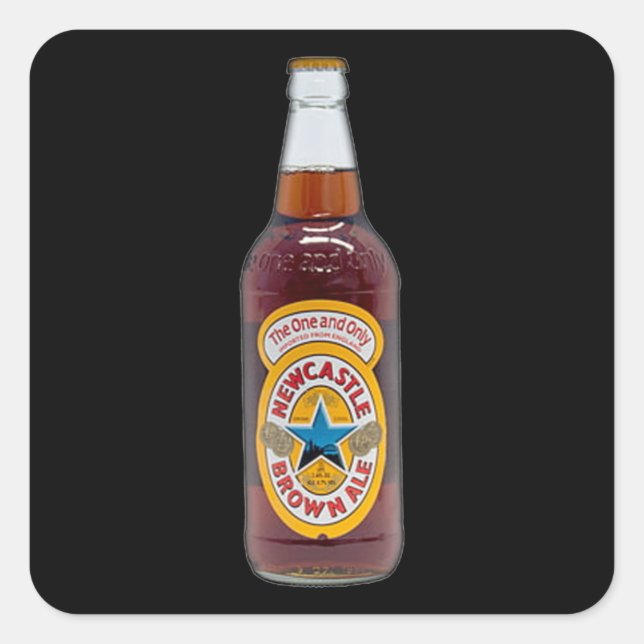 Flasche mit braunem Ale Quadratischer Aufkleber (Vorderseite)