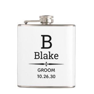 Flasche mit Bräutigam-Monogramm Flachmann