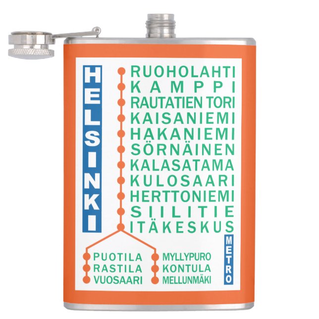 Flasche mit dem individuelle Name der U-Bahnstatio Flachmann (Geöffnet)