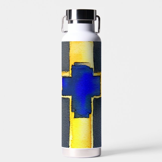 Flasche mit Gold und Cyber-Wasserfarbe (Vorne)
