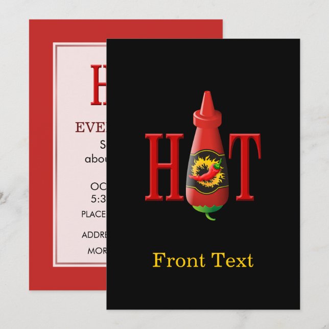 Flasche mit heißer Soße Einladung (Vorne/Hinten)