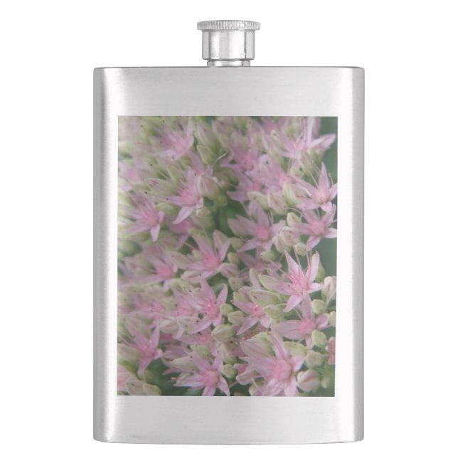 Flasche mit hübsch rosa tropischen Blume Flachmann (Vorderseite)
