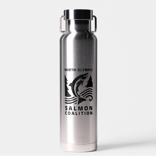 Flasche mit isoliertem Wasser - Schwarzes Logo (Vorne)