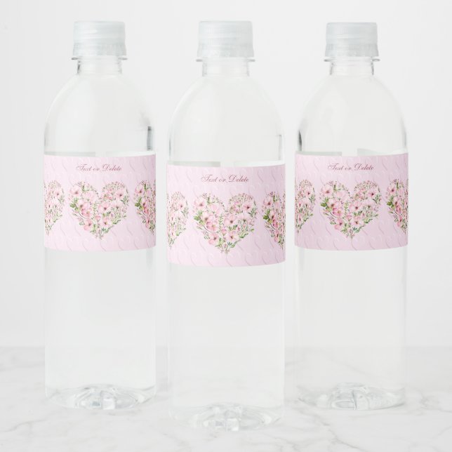 Flasche mit rosa Herz Wasserflaschenetikett (Flaschen)