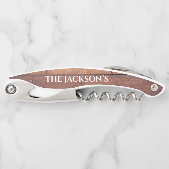 Flasche mit rustikalem Muster Kellnermesser (Vorderseite)