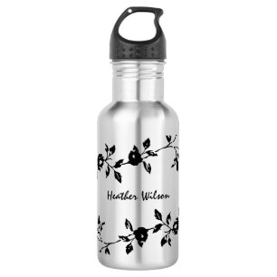 Flasche mit schwarzgotischem Flair mit Name Edelstahlflasche