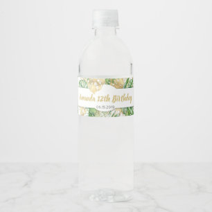 Flasche mit tropischem Wasser Wasserflaschenetikett