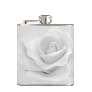Flasche mit weißer Rose Flachmann