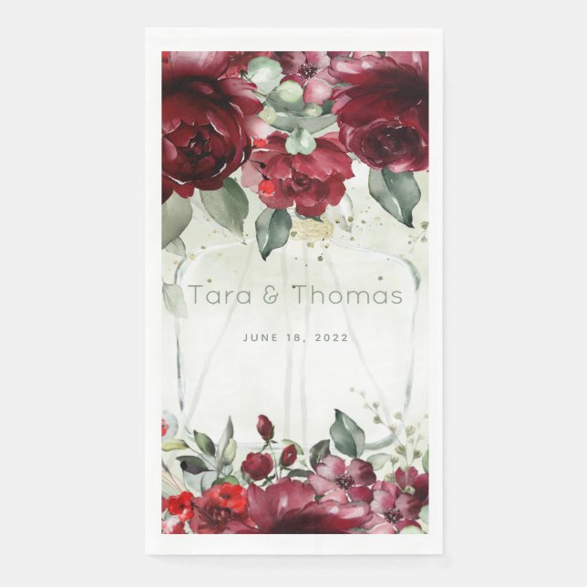 Flasche Peonies Hochzeit langen Abendessen Napkin Serviette (Vorderseite)