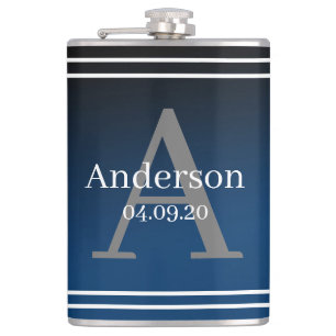 Flasche - Personalisierter blauer Anfangsbuchstabe Flachmann