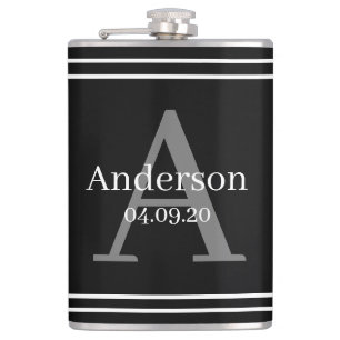 Flasche - Personalisierter schwarzer Familienname Flachmann